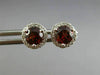 ESTATE 1.17CT DIAMOND & AAA GARNET 14KT WHITE GOLD ROUND HALO STUD EARRINGS