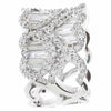 EXTRA LARGE 2.87CT DIAMOND 18KT WHITE GOLD ROUND & BAGUETTE 3D MULTI HEART RING