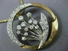 ANTIQUE LARGE 2.5CT OLD MINE CUT DIAMOND 14K TWO TONE GOLD FLOWER PENDANT #2490