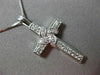 ANTIQUE .30CT ROUND DIAMOND 14KT WHITE GOLD FLOWER CROSS PENDANT & CHAIN #16276