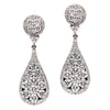ESTATE LARGE 2.88CT DIAMOND 18K WHITE GOLD 3D CLUSTER TEAR DROP HANGING EARRINGS