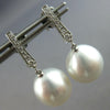 .16CT DIAMOND & AAA TAHITIAN PEARL 18K WHITE GOLD JOURNEY BAR HANGING EARRINGS