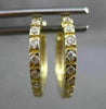 ESTATE CUBIC ZIRCONIA 14KT YELLOW GOLD CLASSIC SEMI BEZEL HUGGIE EARRINGS #24353