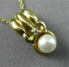 ESTATE .02CT DIAMOND & AAA PEARL 14KT YELLOW GOLD DROP PENDANT W/ CHAIN #22172