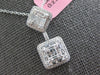 1.41CT DIAMOND 18KT WHITE GOLD ROUND & BAGUETTE SQUARE CLUSTER FLOATING PENDANT