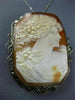 ANTIQUE LARGE 14KT WHITE GOLD FILIGREE LADY SHELL CAMEO PENDANT & BROOCH #20139