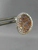 LARGE 2.16CT WHITE & PINK DIAMOND 18KT WHITE & ROSE GOLD OVAL HALO STUD EARRINGS