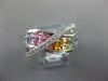 3.02CT DIAMOND & AAA RAINBOW SAPPHIRE 14KT WHITE GOLD CRISS CROSS INFINITY RING