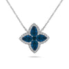 1.93CT DIAMOND AAA SAPPHIRE 14K WHITE GOLD PEAR SHAPE FLOWER ADJUSTABLE NECKLACE