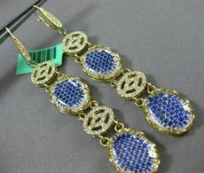 ESTATE .75CT DIAMOND & SAPPHIRE CRYSTAL 18K YELLOW GOLD OVAL LIVERBACK EARRINGS