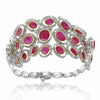 EGL CERTIFIED 35.51CT DIAMOND & AAA RUBY 18K 2 TONE GOLD CLASSIC HALO BRACELET