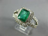 LARGE 2.10CT DIAMOND & AAA EMERALD 14K WHITE GOLD 3D SQUARE HALO ENGAGEMENT RING