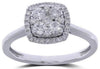 ESTATE .25CT DIAMOND 14KT WHITE GOLD SQUARE ROUND FLOWER CLUSTER HALO LOVE RING