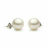 ESTATE AAA 9.5MM PEARL 14KT WHITE GOLD 3D CLASSIC ROUND SOLITAIRE STUD EARRINGS