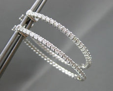 ESTATE LARGE .68CT DIAMOND 14KT WHITE GOLD 3D DOUBLE SIDED HOOP EARRINGS #19695