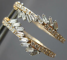 ESTATE .95CT DIAMOND 14K ROSE GOLD ROUND & BAGUETTE HUGGIE HOOP HANGING EARRINGS