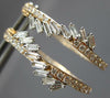 ESTATE .95CT DIAMOND 14K ROSE GOLD ROUND & BAGUETTE HUGGIE HOOP HANGING EARRINGS