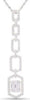 ESTATE 0.38CT DIAMOND 14KT WHITE GOLD 3D ROUND & BAGUETTE JOURNEY SQUARE PENDANT