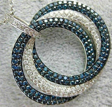3.06CT WHITE & BLUE DIAMOND 18KT WHITE GOLD 3D INTERTWINING CIRCLE LOVE PENDANT