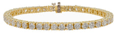 12.45CT DIAMOND 18KT YELLOW GOLD 3D ROUND CLASSIC 4 PRONG CUFF TENNIS BRACELET