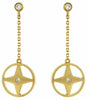 ESTATE .10CT DIAMOND 14KT YELLOW GOLD 3D ETOILE STAR FLOWER HANGING FUN EARRINGS
