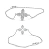 .18CT DIAMOND 14KT WHITE GOLD FLOWER MULTI LEAF CLOVER ADJUSTABLE LOVE BRACELET