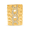 LARGE .19CT DIAMOND 14KT YELLOW GOLD 3D CUBAN LINK HUGGIE HOOP HANGING EARRINGS