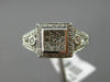 ESTATE .33CT DIAMOND 14KT WHITE GOLD 3D SQUARE HALO PAVE MLGRAIN FRIENDSHIP RING