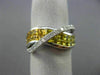 WIDE 3.02CT DIAMOND & AAA YELLOW SAPPHIRE 14K WHITE GOLD CRISS CROSS X LOVE RING