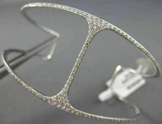 ESTATE WIDE 1.0CT DIAMOND 14K WHITE GOLD 3D HANDCRAFTED FLEXIBLE BANGLE BRACELET
