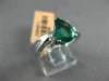 ESTATE 1.48CT DIAMOND & AAA EMERALD 14KT WHITE GOLD 3D 3 STONE ENGAGEMENT RING