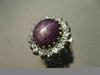 ESTATE MASSIVE 13.5CT DIAMOND & AAA PURPLE STAR SAPPHIRE 14K WHITE GOLD FUN RING