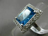 ESTATE EXTRA LARGE 8.17CT DIAMOND & BLUE TOPAZ 14KT WHITE GOLD EMERALD CUT RING