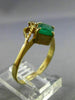 ESTATE .80CT DIAMOND & AAA EMERALD 18KT YELLOW GOLD 3D LEAF ROPE HEART LOVE RING