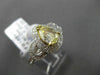 ESTATE 1.64CT FANCY YELLOW DIAMOND 18K TWO TONE GOLD DOUBLE HALO ENGAGEMENT RING