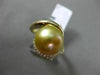 ESTATE LARGE .62CT DIAMOND 14KT YELLOW GOLD 3D GOLDEN SOUTH SEA PEARL SWIRL RING
