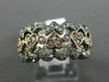 ESTATE WIDE .50CT DIAMOND 14KT WHITE & ROSE GOLD MILGRAIN MULTI HEART LOVE RING