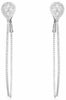 LARGE 1.40CT DIAMOND 14K WHITE GOLD 3D DOUBLE TEAR DROP CLIP ON HANGING EARRINGS