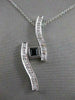 ESTATE .55CT DIAMOND & SAPPHIRE 14K WHITE GOLD LONG SWIRL PENDANT #34X12