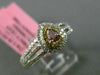 ESTATE LARGE GIA .59CT DIAMOND 18KT TRI COLOR GOLD 3D PEAR HALO ENGAGEMENT RING
