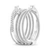 ESTATE WIDE .28CT DIAMOND 14K WHITE GOLD CLASSIC MULTI ROW OVERLAPPING COIL RING