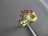 ANTIQUE .76CT OLD MINE DIAMOND & RUBY 18K TWO TONE GOLD COCKTAIL FUN RING #19257