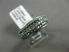 WIDE .56CT WHITE & BLUE DIAMOND 14K WHITE GOLD 3D 3 ROW WEDDING ANNIVERSARY RING