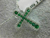 ESTATE .44CT DIAMOND & AAA EMERALD 14KT WHITE GOLD 3D CROSS FLOATING PENDANT