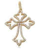 ESTATE .30CT ROUND DIAMOND 14KT YELLOW GOLD CLASSIC OPEN FILIGREE CROSS PENDANT