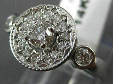 ANTIQUE WIDE .63CT DIAMOND 14KT WHITE GOLD CIRCLE FILIGREE COCKTAIL RING #16169
