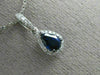 ESTATE .67CT DIAMOND & AAA SAPPHIRE 14KT WHITE GOLD TEAR DROP PEAR SHAPE PENDANT