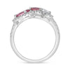 LARGE 3.89CT DIAMOND & AAA PINK SAPPHIRE 18KT WHITE GOLD OVAL 3 STONE LOVE RING
