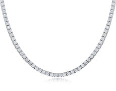 12.21CT DIAMOND 14KT WHITE GOLD 3D ROUND SQUARE SETTING ETERNITY TENNIS NECKLACE