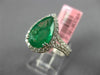 ESTATE 3.32CT DIAMOND & AAA EMERALD 18K WHITE GOLD 3D PEAR SHAPE ENGAGEMENT RING